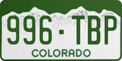CO license plate 996TBP