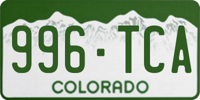 CO license plate 996TCA