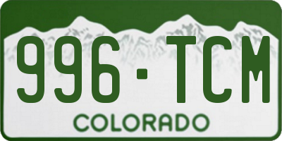 CO license plate 996TCM