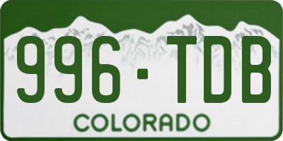 CO license plate 996TDB