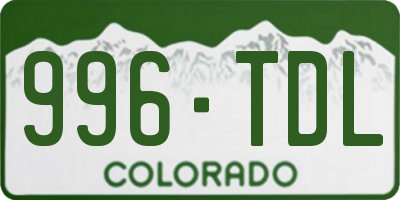 CO license plate 996TDL
