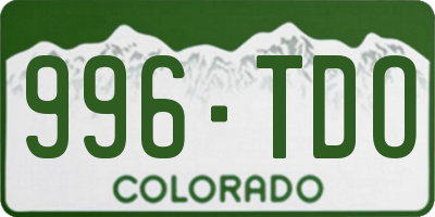 CO license plate 996TDO
