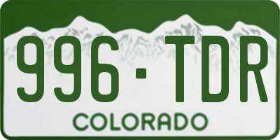 CO license plate 996TDR