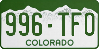 CO license plate 996TFO