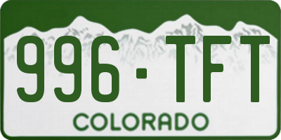 CO license plate 996TFT