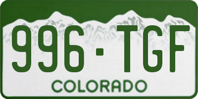 CO license plate 996TGF