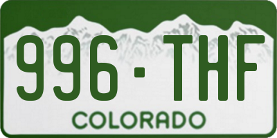 CO license plate 996THF