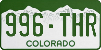 CO license plate 996THR