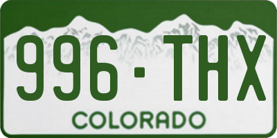 CO license plate 996THX