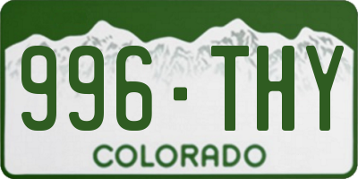 CO license plate 996THY