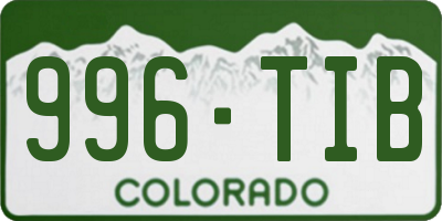 CO license plate 996TIB