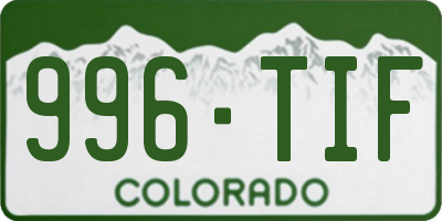 CO license plate 996TIF