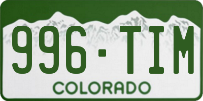 CO license plate 996TIM