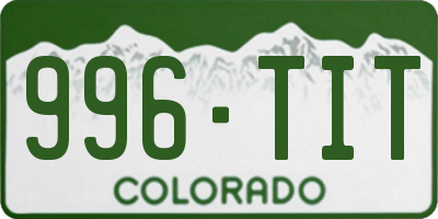 CO license plate 996TIT
