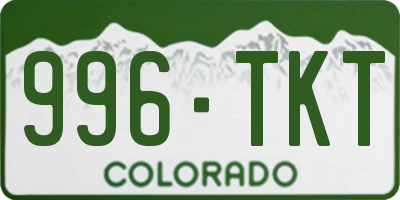 CO license plate 996TKT