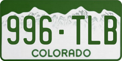 CO license plate 996TLB