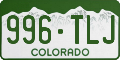 CO license plate 996TLJ