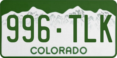 CO license plate 996TLK