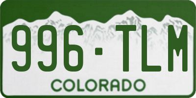 CO license plate 996TLM