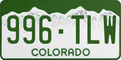 CO license plate 996TLW