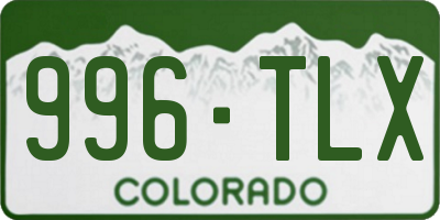 CO license plate 996TLX