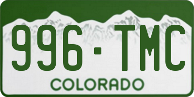 CO license plate 996TMC