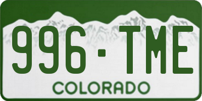 CO license plate 996TME