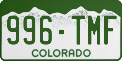 CO license plate 996TMF