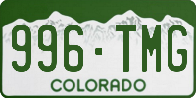 CO license plate 996TMG
