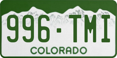 CO license plate 996TMI