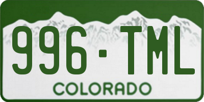 CO license plate 996TML