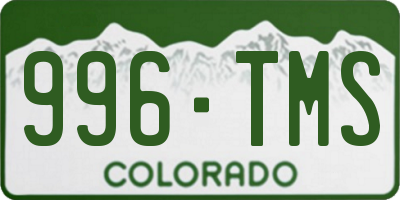 CO license plate 996TMS