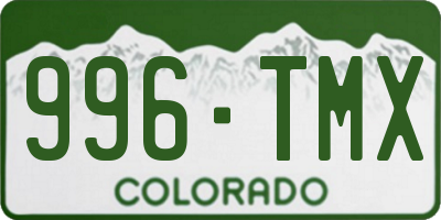 CO license plate 996TMX