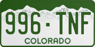 CO license plate 996TNF