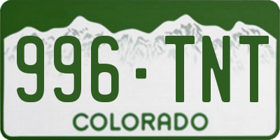 CO license plate 996TNT