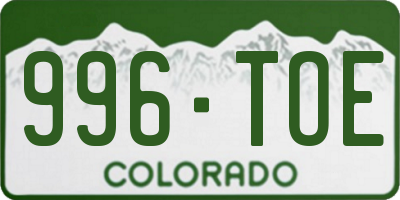 CO license plate 996TOE