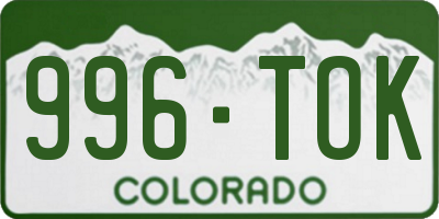 CO license plate 996TOK