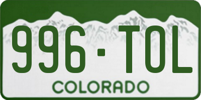 CO license plate 996TOL