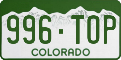 CO license plate 996TOP
