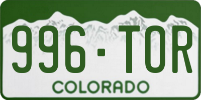 CO license plate 996TOR