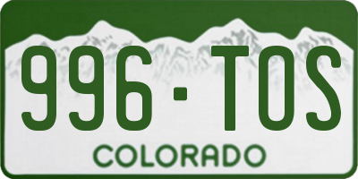 CO license plate 996TOS