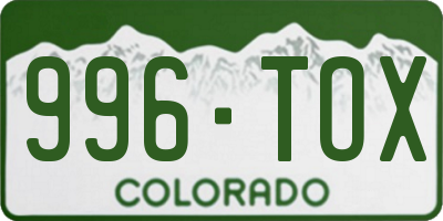 CO license plate 996TOX