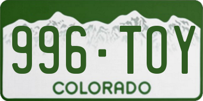 CO license plate 996TOY