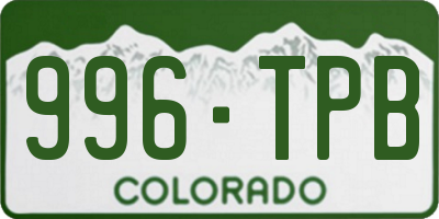 CO license plate 996TPB