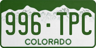 CO license plate 996TPC