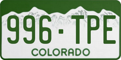 CO license plate 996TPE