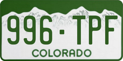 CO license plate 996TPF
