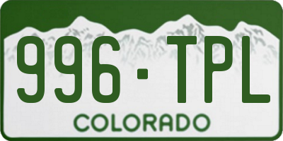 CO license plate 996TPL