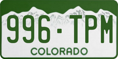 CO license plate 996TPM