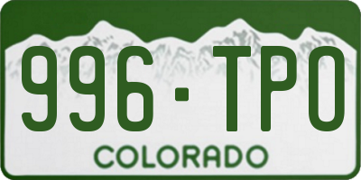 CO license plate 996TPO